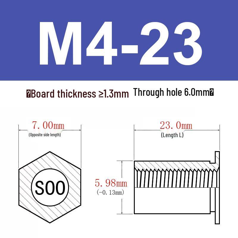 Шестигранные Заклепочные Гайки-Болты M2-M8, Резьбовой Стержень с Цилиндрической Головкой