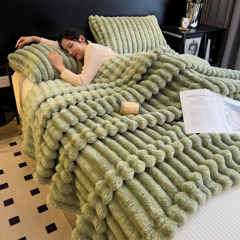 Флисовое одеяло Niche: Фланелевое одеяло с имитацией меха кролика для односпальной/двуспальной кровати