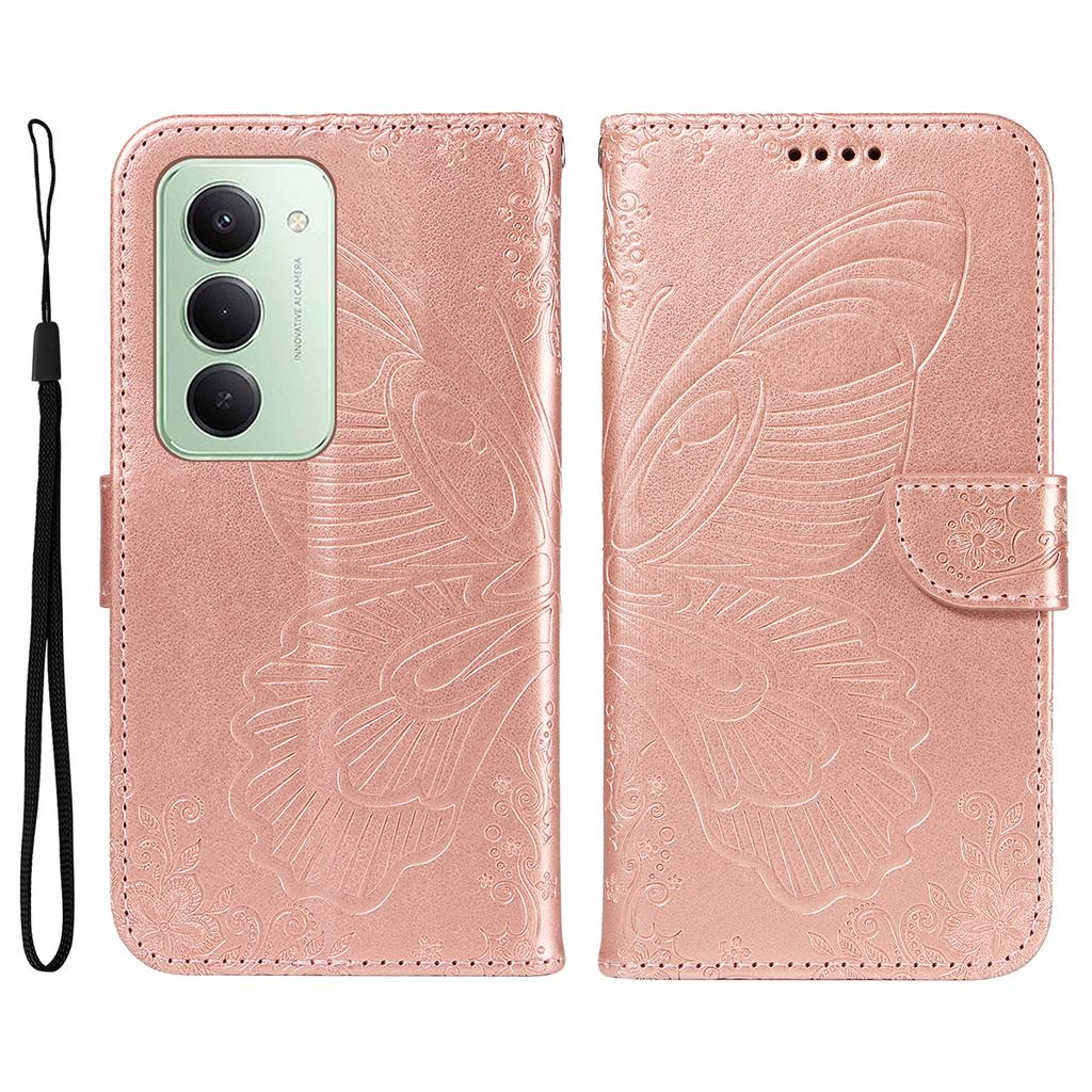 Для Xiaomi Redmi 15 4G (США) (171 мм) Чехол с узором бабочки из искусственной кожи, откидной чехол-книжка для телефона