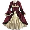Strawberry Lolita Medieval Retro Gothic Court Lolita Dress Square Neck Waist Spliced Bow Dress