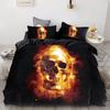 Black Blue Flame Skull Duvet Cover Set Full Size 3D Skeleton Bones Bedding Set Gothic Comforter Cover Horror Skull Quilt Cover