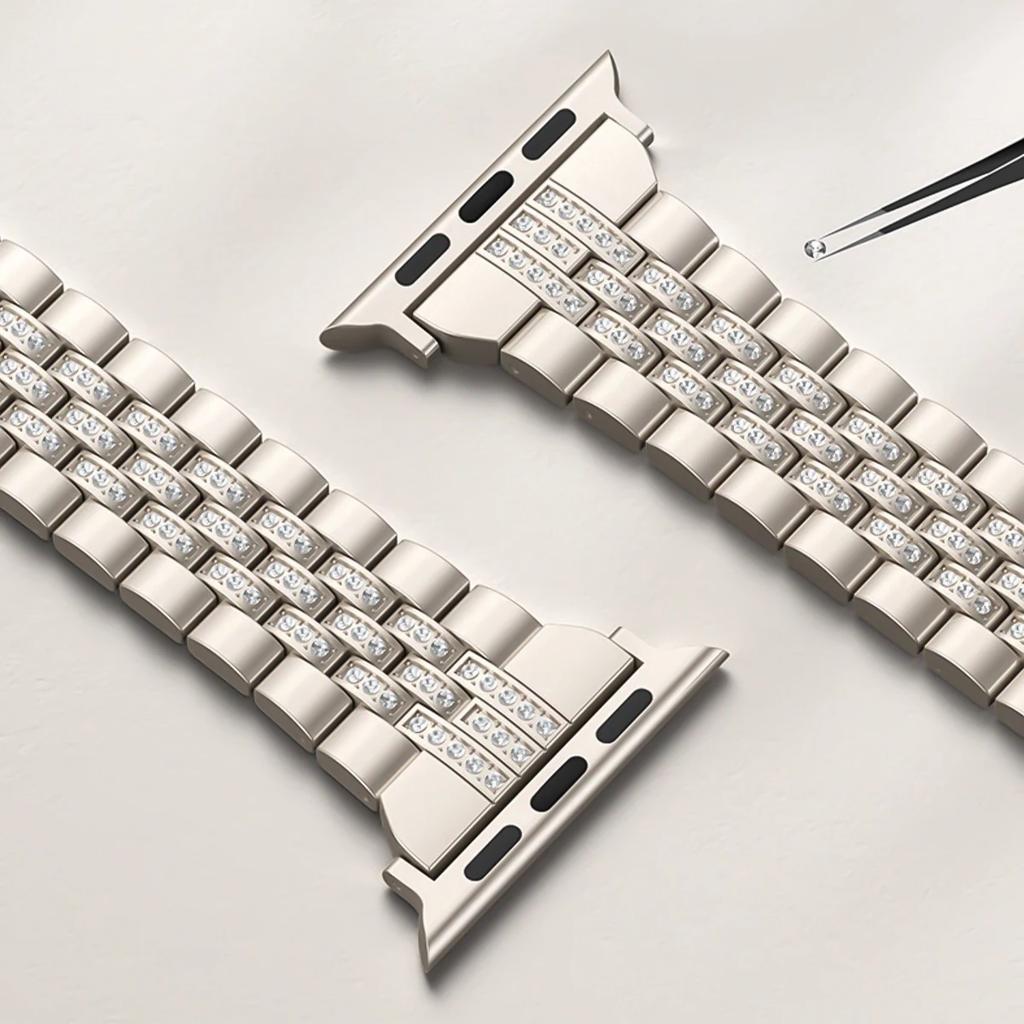 Металлический браслет с бриллиантами для Apple Watch Ultra 3/2 49 мм Серии 11 10 9 8 7 6 5 SE Женский роскошный ремешок для Iwatch 38 40 42 44 45 46 мм