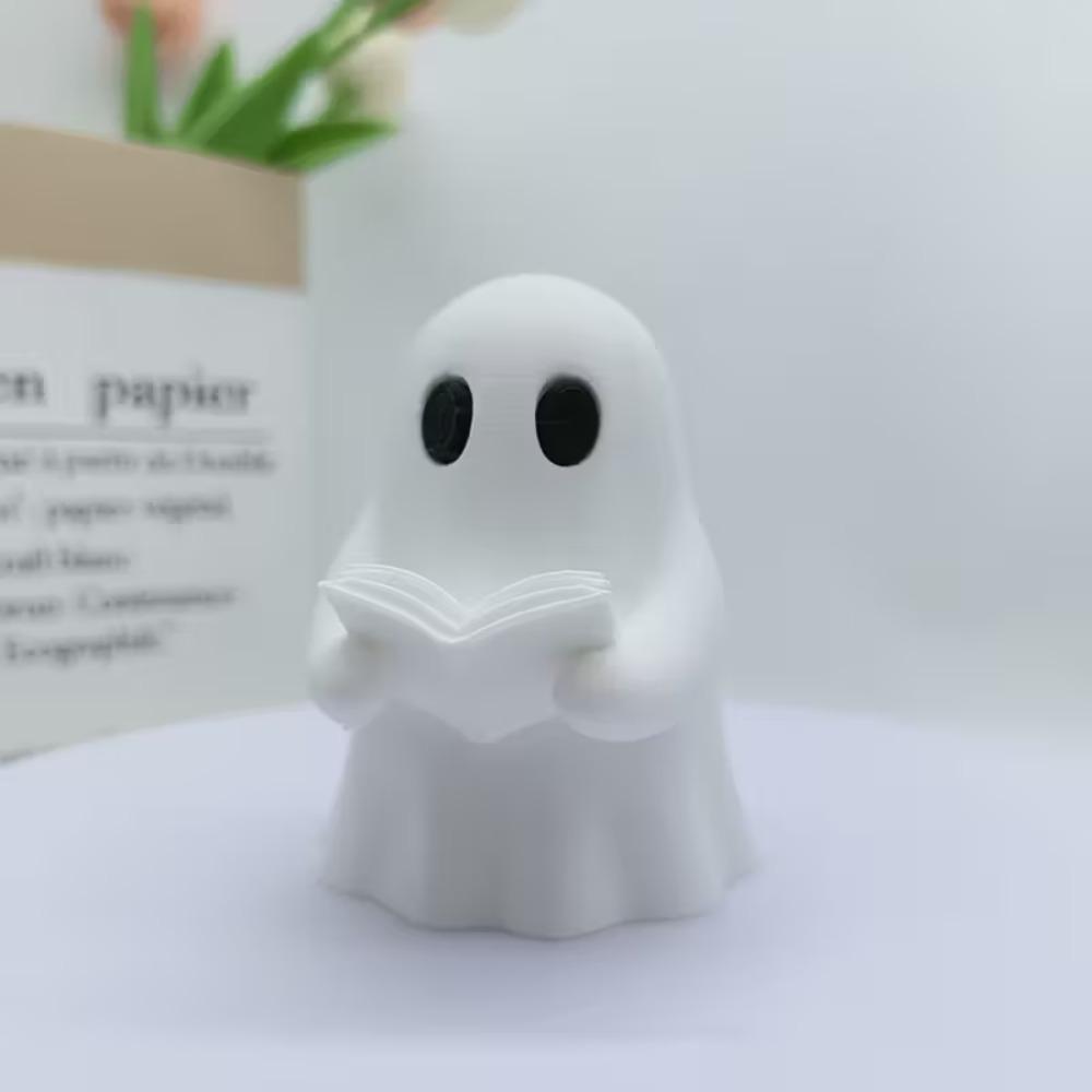 Статуэтка читающего призрака на Хэллоуин, Декоративное украшение-призрак, читающий книгу, Милая статуэтка книжного червя, Читающего статуэтку, Декор для дома, комнаты, рабочего стола
