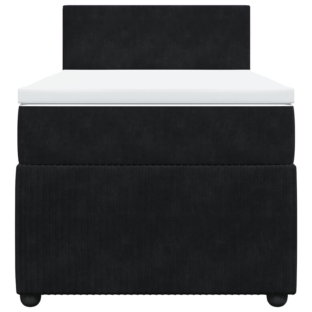 Vidaxl Łóżko Kontynentalne Z Materacem, Czarne, Aksamit 90X200 Cm