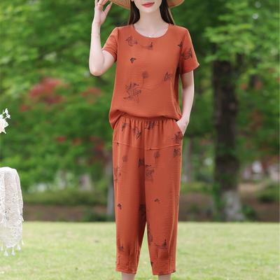 Элегантный женский комплект из двух предметов, летние повседневные брюки, женские винтажные комплекты одежды