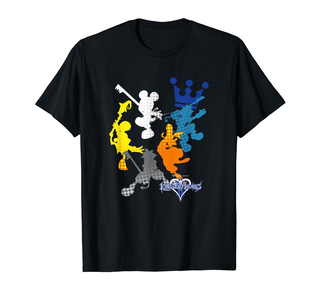 Disney Kingdom Hearts Main Character Checkerboard Silhouette T-Shirt