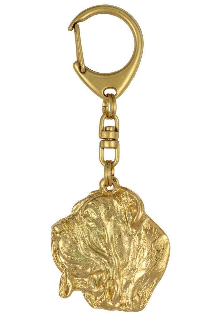 Neapolitan Mastiff, Mastino Napoletano - Gilded key ring with dog, handbag decoration, luxury accessory by Art-Dog brand