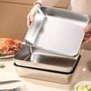 With Lid Square Plate Stainless Steel Commercial Dish Tray Kitchen Cooking Tools