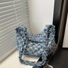 Denim Underarm Shoulder Bag Fashion Plaid Design Crossbody Dumpling Bag Work Commuter Bag