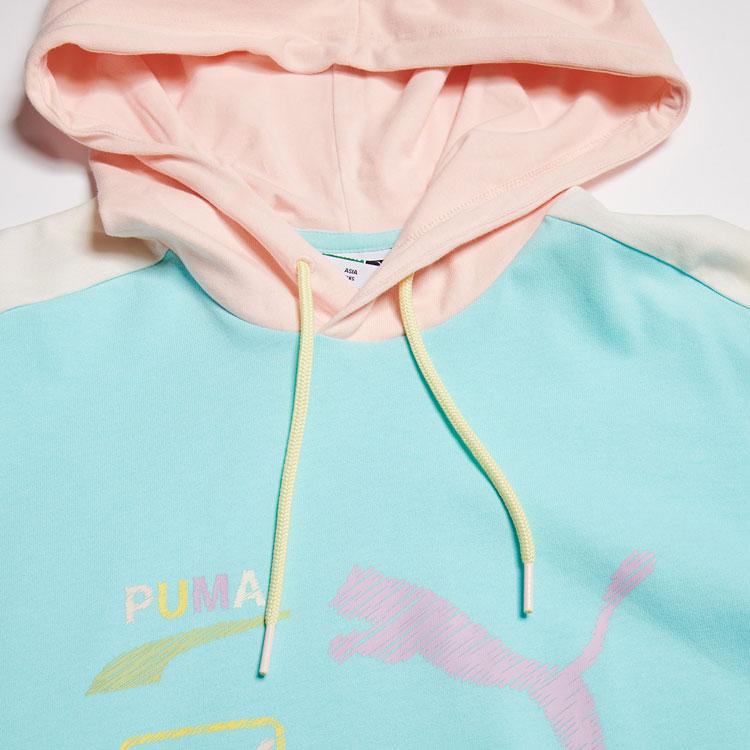 Puma Толстовка с капюшоном и логотипом Florida Letter Print Color Block Drawstring, унисекс, светло-голубая 534005-62