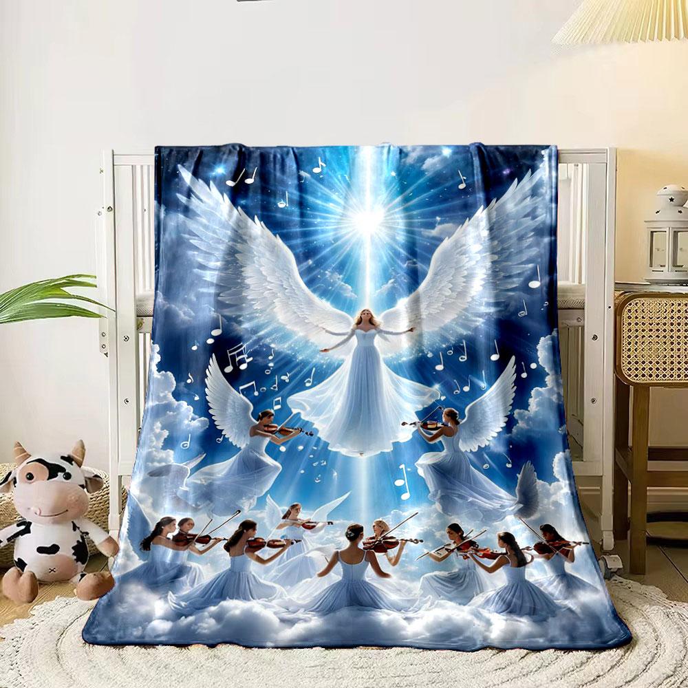 Angelic Violin Choir Blanket Printed Blanket for Living Room Bed Couch lunch break Soft Cozy Blanket for Friend's festival Gift