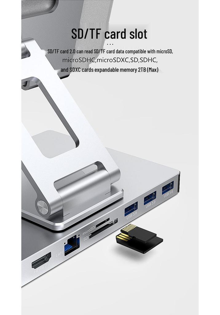 Док-станция BlueShuo 4K для планшета с USB 3.0, Ethernet, Type-C, аудиоразветвителем и PD-зарядкой.