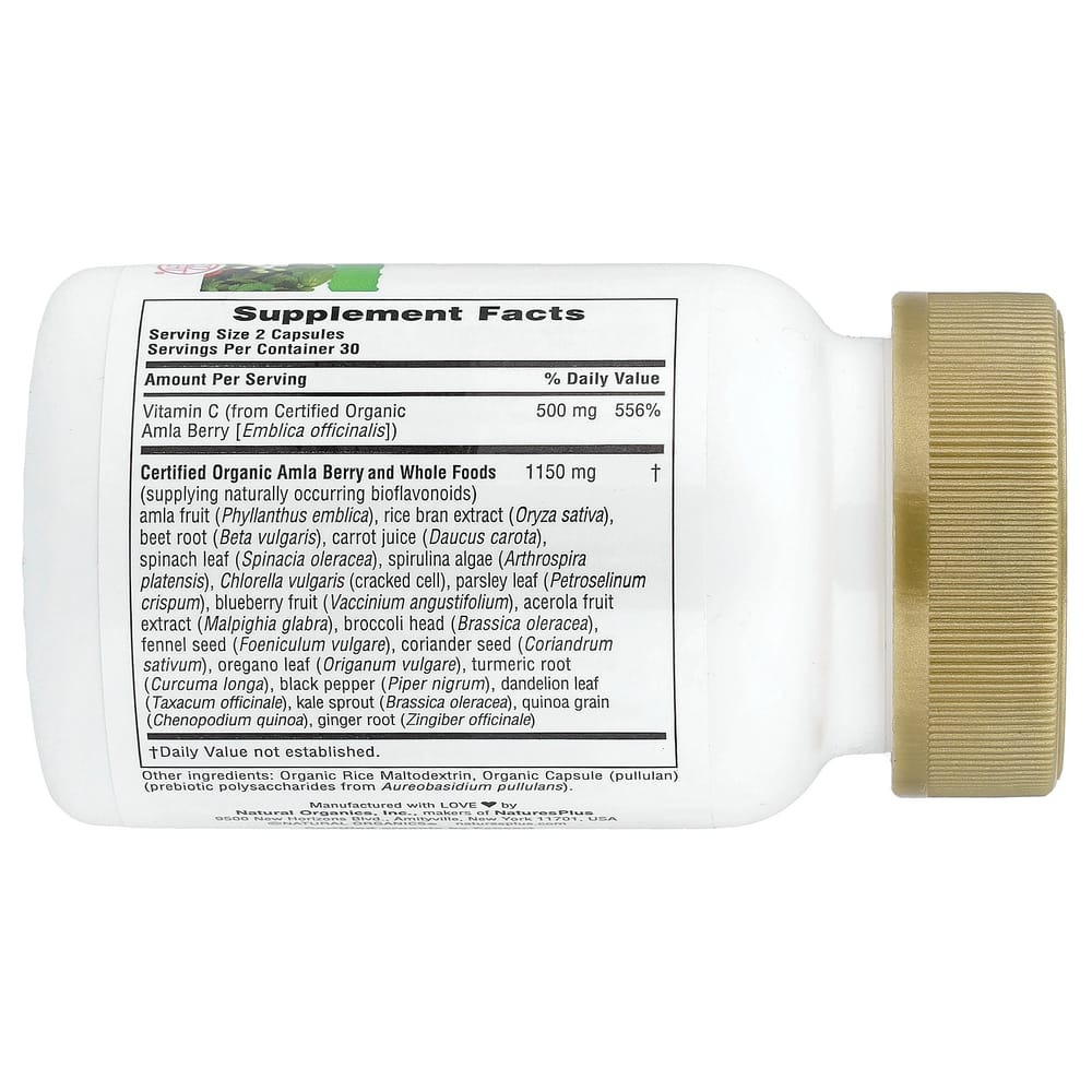 Nature's Plus Source of Life Garden Certified Organic Vitamin C, 60 Vegetable Capsules