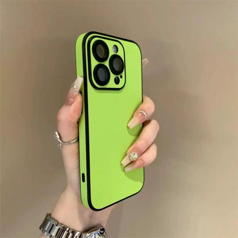 Роскошный кожаный цветной чехол для iPhone 16 15 14 Plus 13 12 11 Pro Max Мягкий силиконовый бампер Матовый противоударный Простая накладка