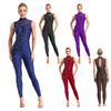 Women Rhinestone Gymnastic Jumpsuit Sleeveless Tank Leotard One Piece Ballet Tights Skating Workout Full Body Suit Dancewear