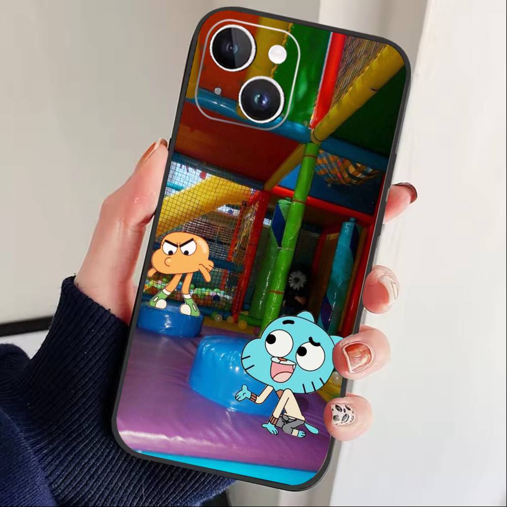 Чехол для телефона J-Gumball и Darwin для iPhone 16,15,14,13,12,17,Pro Max,Plus Силиконовый Черный Чехол