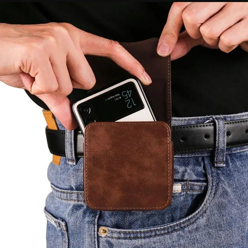 Кожаная кобура с клипсой для ремня для Samsung Z Flip 3 Flip4 Flip5 Flip6 Универсальная поясная сумка Чехол для Moto Razr 40/40ultra