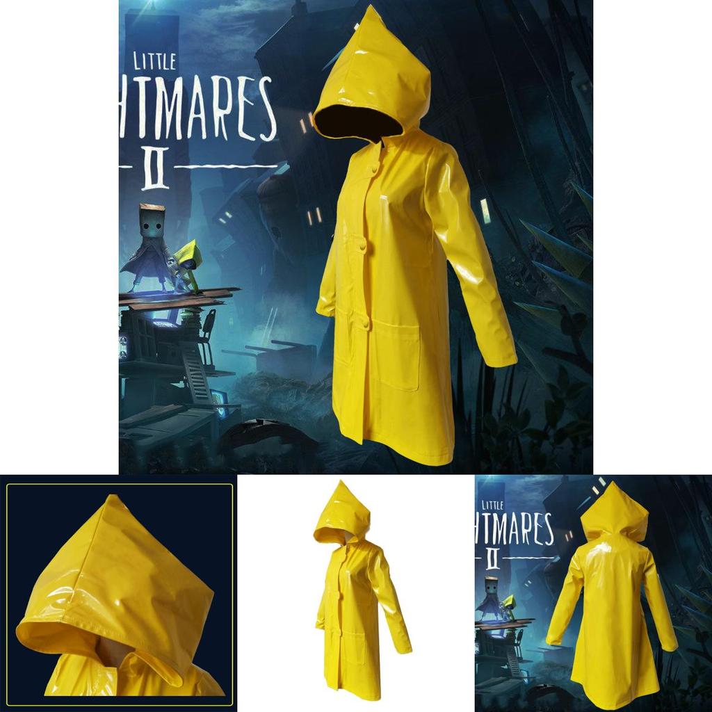 Ярко-желтый костюм для косплея Six из Little Nightmares 2 с водонепромокаемым плащом