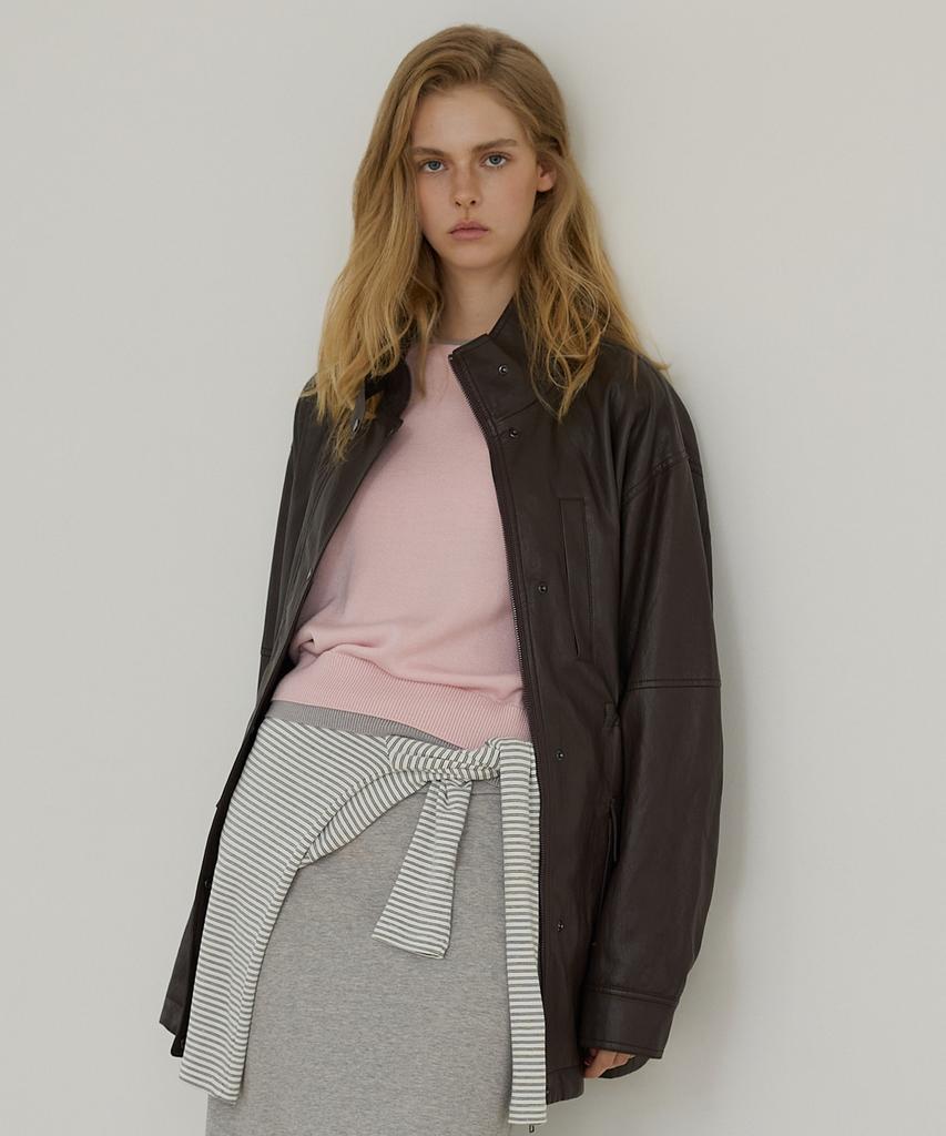 CITYBREEZE Synthetic Leather High-Neck String Half Jacket_3Colors