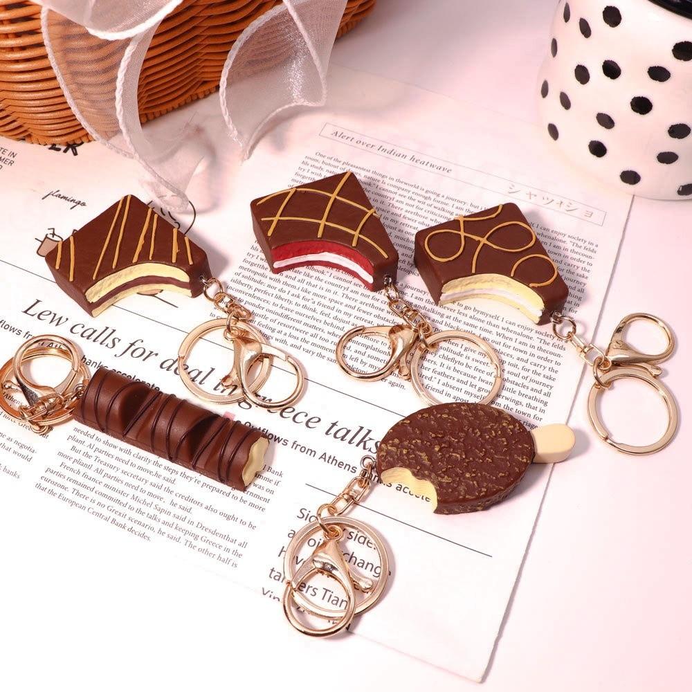 Realistic Food Chocolate Pie Keychain Simulation Dessert Bag Pendant Ice Cream Keychains Bag Decor