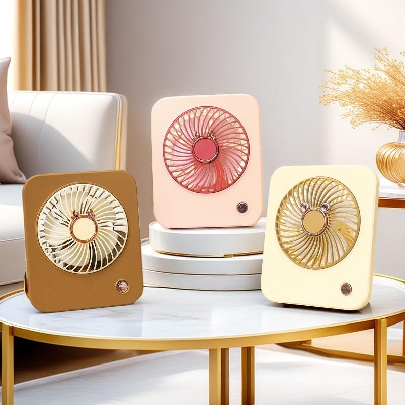 USB Rechargeable Puppy-Themed Fan, 3-Speed Adjustable, Ideal for Desktop and Bedside Use