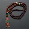 Boho Ethnic Jewelry Lucky Gift Party Mala Wood Bead Buddhist Horn Fish Pendant Nepal Necklace