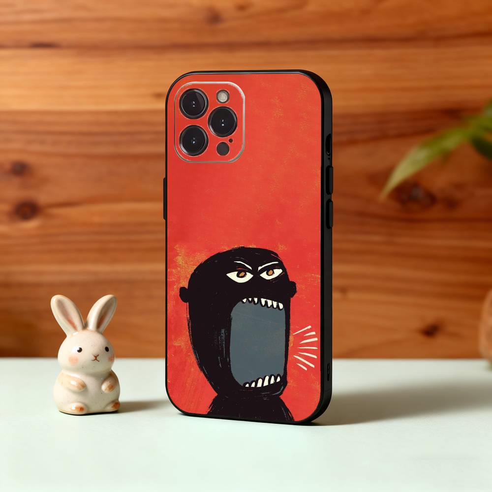 Ах, пожалуйста, открой рот Чехол для телефона Для iPhone17 16 15 14 13 12 11 Pro Max Plus, 5G Мягкий черный чехол