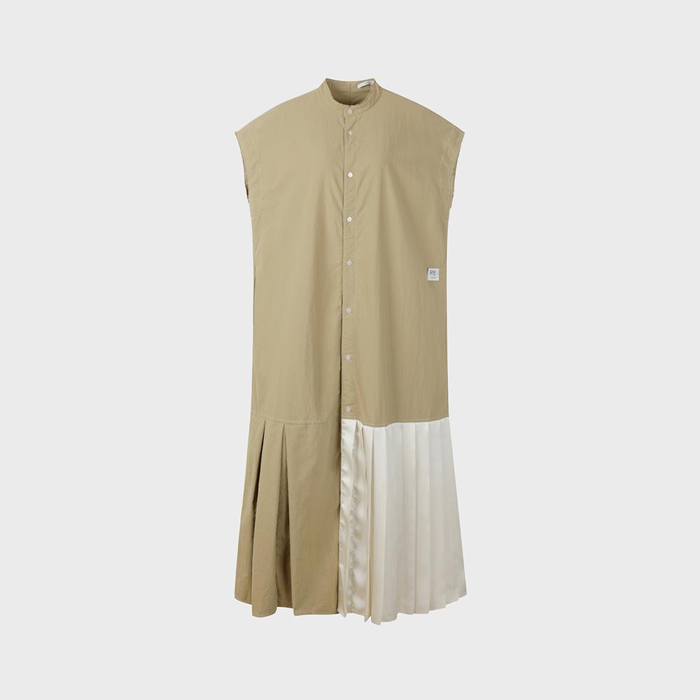 RECODE Half Pleats Shirt Long Dress_Rqdam23594Bex