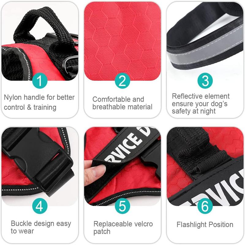 Шлейка для служебных собак, не тянет, легко надевать и снимать, светоотражающая дышащая ткань 3M, легко регулируемые поводки для домашних животных, подходит для собак среднего и большого размера