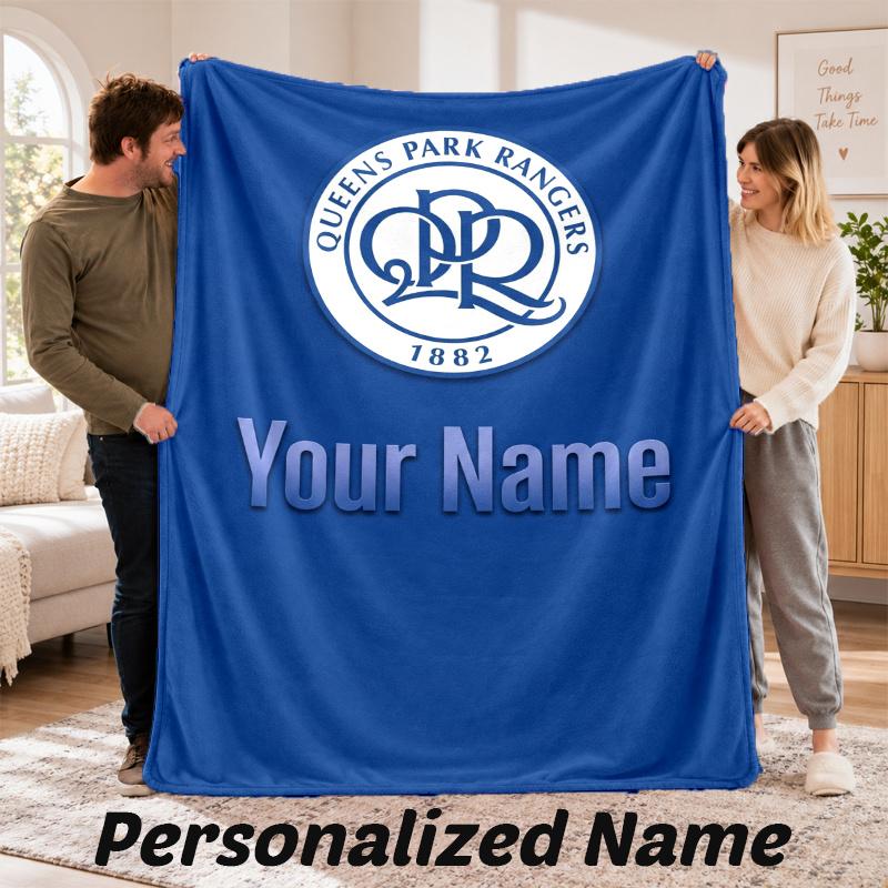 Custom Name Queens Park Rangers _ QPR Flannel Throw Blanket Personalized Text Soft Blanket Bed Sofa Gift
