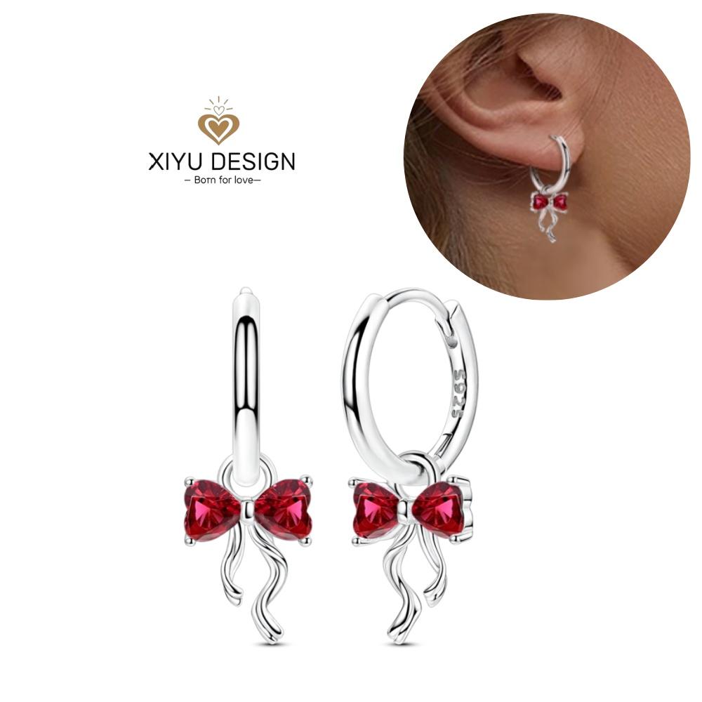 Original 925 Silver Charms Colorful Bow Set Earrings Ring Beads Pendant for Women Bracelets Necklaces DIY Jewelry Gift