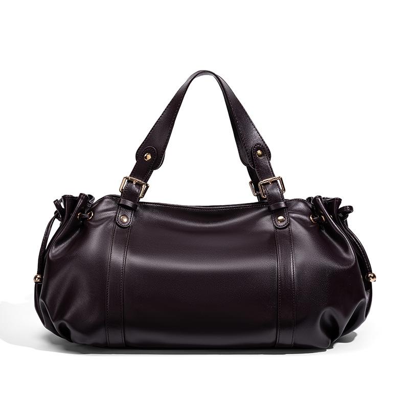 OL new light luxury retro drawstring bag niche single shoulder underarm portable casual pleated women's bag