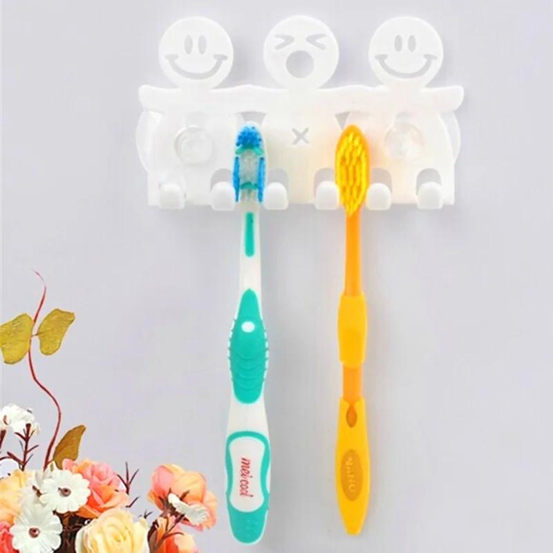 1Pcs Smile Face Bathroom Kitchen Toothbrush Towel Holder Wall Sucker Hook Toothpaste Holders (Colour: White)
