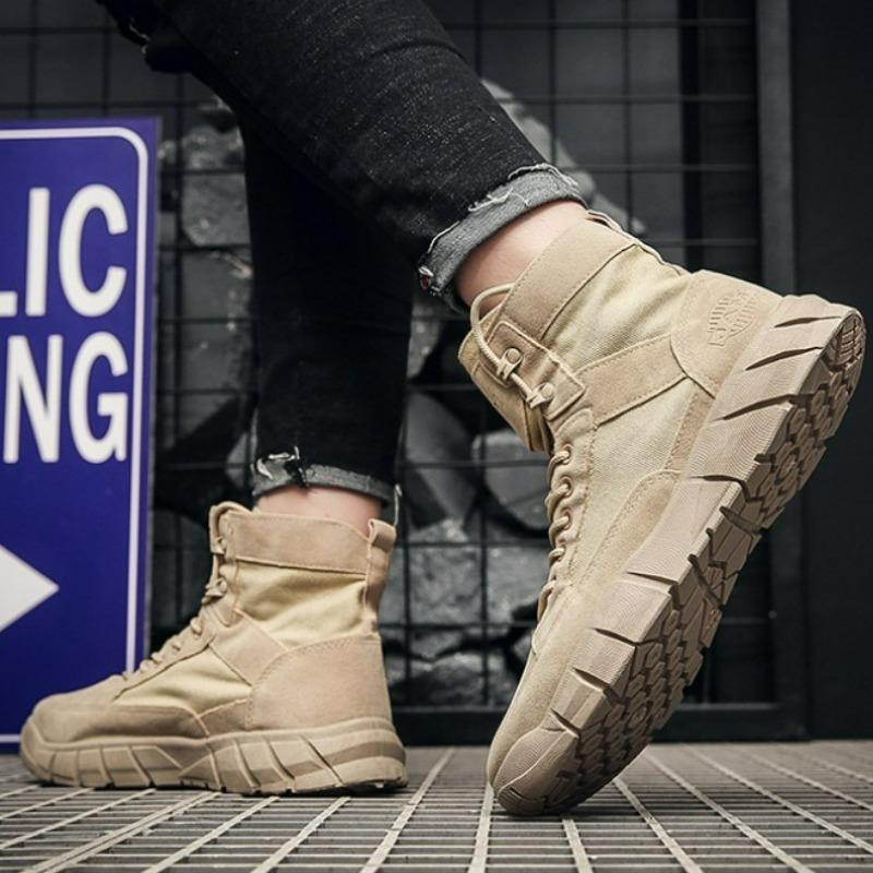 Модные мужские армейские ботинки цвета хаки, однотонные ботильоны цвета пустыни для мужчин, повседневные легкие мужские ботинки для бега на платформе с сеткой Botines