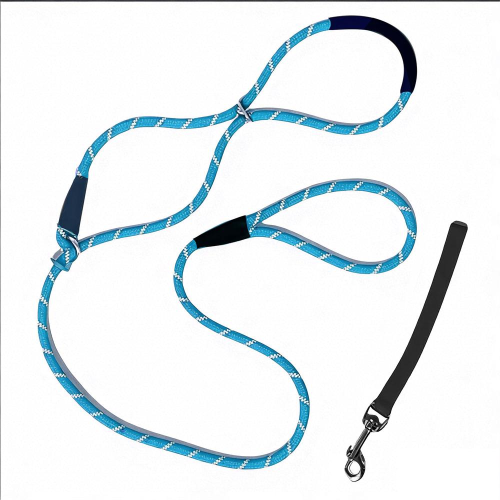 Adjustable Nylon Reflective Dog Leash with Anti-Bite Muzzle, Anti-Pull Explosion-Proof Traction Rope for Medium Large Dogs