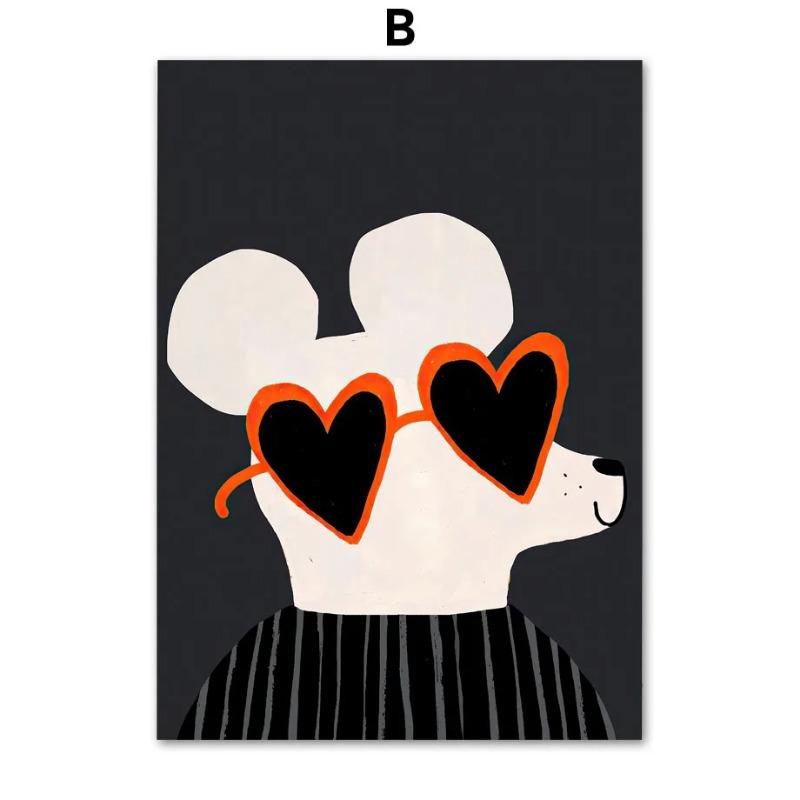 Скандинавский Медведь Панда Гусь Коала Мышь Кошка Собака Лошадь Настенное Искусство Холст Живопись Постеры и Принты Настенные Картины Декор Детской Комнаты