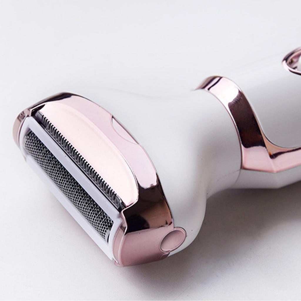 4 In 1 Electric Women Hair Trimmer Stainless Steel Blade Washable Heads Body Hair Clipper White