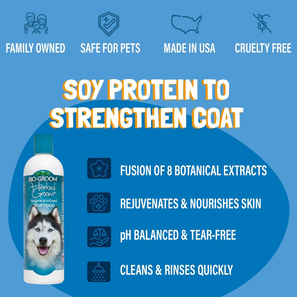 Bio-Groom Шампунь для собак с травами 355 мл, Не щиплет глаза, Без сульфатов, Кондиционирующий шампунь с растительной формулой для чистой и мягкой шерсти
