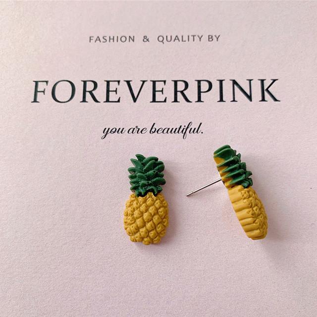 Милые серьги-гвоздики с фруктами, клубникой, для женщин, сладкие летние корейские украшения для ушей с бананом, персиком, виноградом, ананасом, смолой, подарки на вечеринку