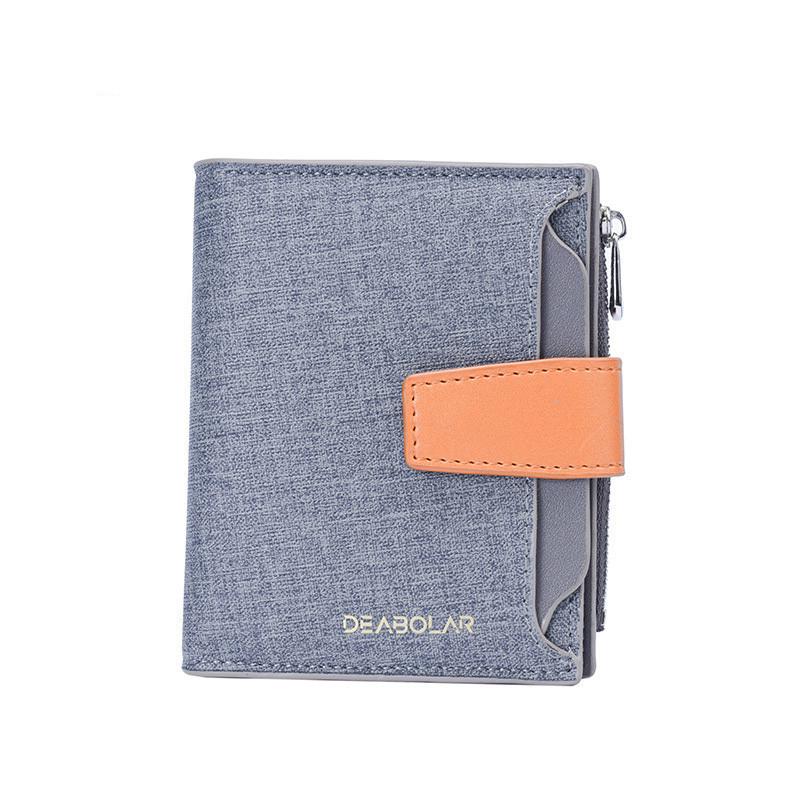 Fashionable Men's Vintage Pu Leather Wallet Retro Card Holder Zipper Coin Wallet Male Wallet K3212 Gray