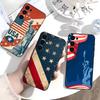 Флаг Америки S-Статуя L-Свободы Чехол для телефона USA для Samsung S25,S24,S21,S22,S23,S30,Ultra,S20,Plus, Мягкий Силиконовый Черный Чехол