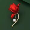 Red Crabapple Flower Brooch, High-end Feminine Charm, Pearl Plant Brooch, Niche Design Sense Brooch