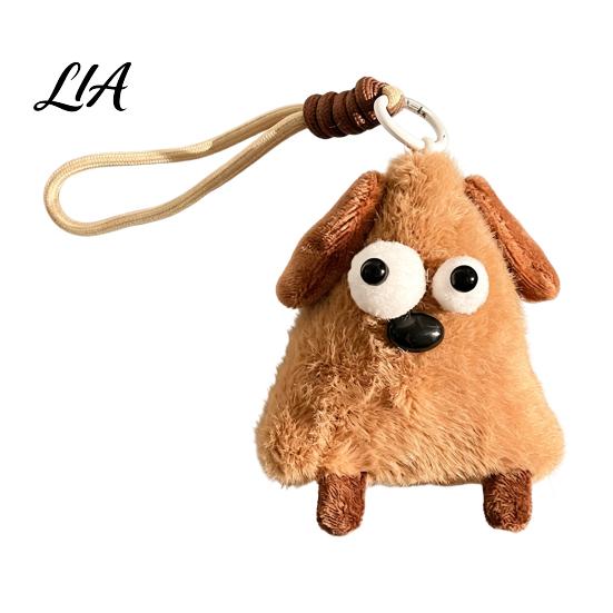 Fluffy Cartoon Hanging Ornament Cute Big-Eye Animal Plush Keychain, Triangle Monster Pendant for Stuffed Keychain Kids Backpack, Soft Bag Charm,