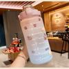 2L Sports Straw Water Bottle With Stickers Portable Large Capacity Fitness Bike Cup Summer Ice Cold Water Jug With Time Marker