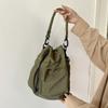 Korean Style Drawstring Fitness Bag Solid Color Bucket Bag Swimming Nylon Crossbody Bag  Women