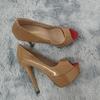 LOSLANDIFEN Sexy Peep Toe Platform Women Pumps 14cm Super High Patent Leather Heels Shoes Red Wedding Stilettos Large Size 43 44