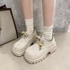 Retro Platform Loafers Women's 2025 Autumn New Fashionable Versatile with Skirt Lace-up Round Head Casual Small Single Shoes