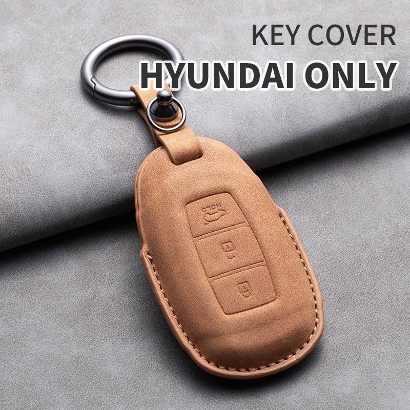 Leather Car Key Case Cover Shell For Hyundai Grand Santa Fe 3 DM I30 IX35 Ix45 Encino KONA Solaris Azera Grandeur Creta 2 Kona