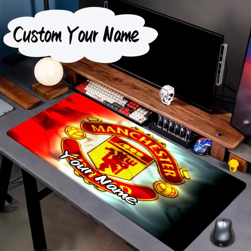 Custom Name Mouse pad Flaming Manchester Crest Mouse pad, Gaming Mouse Pad, keyboard pad, Desk Decor for computer notebook Fan Birthday Gift