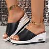 Fashion Wedge Sandals for Women 2024 Summer Women's Platform Slippers Fashionable and Versatile Ladies One Word Drag Zapatos Mujer